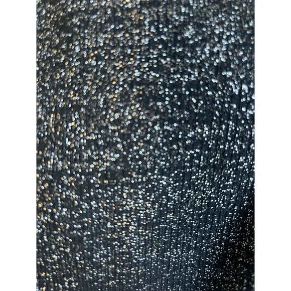 Style & Co Sz M Sweater Black Silver Gold Metallic Turtleneck Classic Party Top - Picture 7 of 7